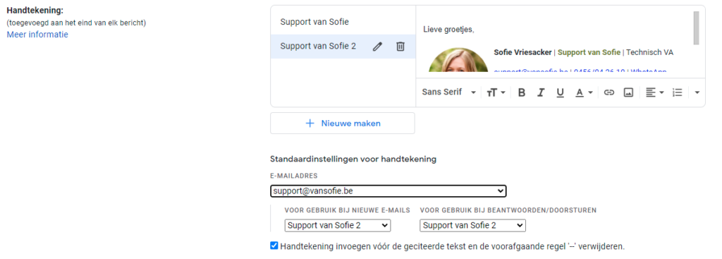 Handtekening in Gmail