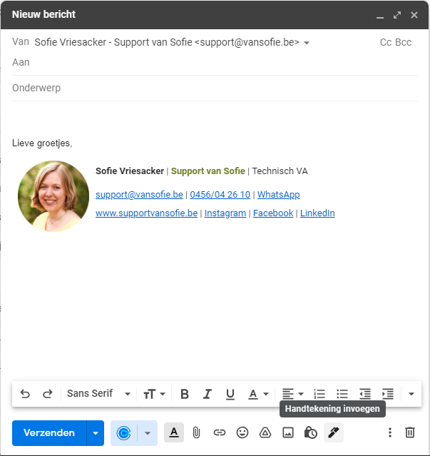 Handtekening toevoegen aan email