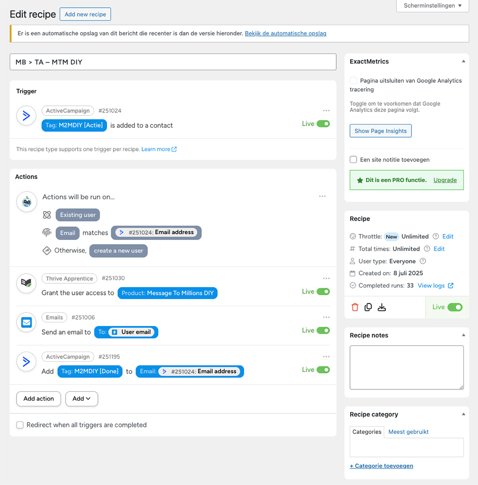 Mims Content Completion funnel Uncanny automatisatie aankoop